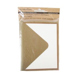 Show-Offs 16 Piece Blank Notecard & Envelope Set - 5.5 x 4.25 Inches - 8 Cards 8 Envelopes (Gold)