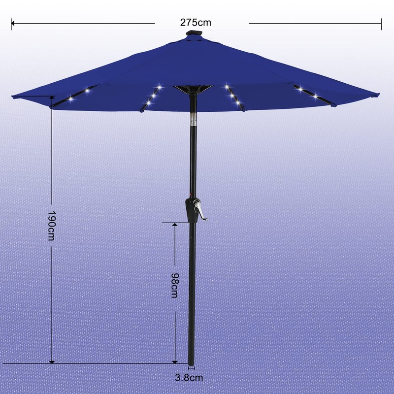 ABCCANOPY Durable Solar Led Patio Umbrellas with 32LED Lights 9FT
