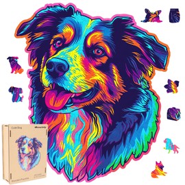 Reouinty Wooden Puzzle for Adults, Cute Dog Wooden Jigsaw Puzzles(9.7 * 11.2in-200pcs), Beautiful Wooden Puzzle with Box Birthday Gifts for Adults and Kids Family Game