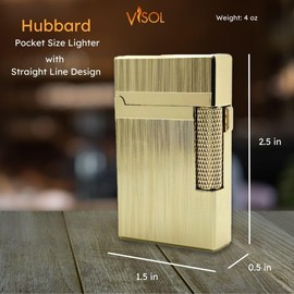 Visol Hubbard Traditional and Torch Flame Refillable Gas Lighter, Flint and Windproof Adjustable Flame Lighter (Shipped Without Butane) (Brushed Stripes Gold)