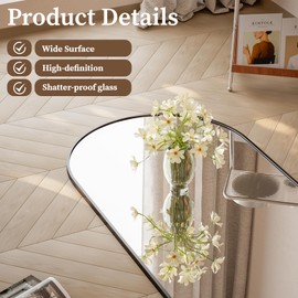 VETROVUE Full Length Mirror, 65 x 24 Standing Arched Mirror Full Length, Full Body ShatterVue Tempered Mirror for Living Room Bedroom, Black