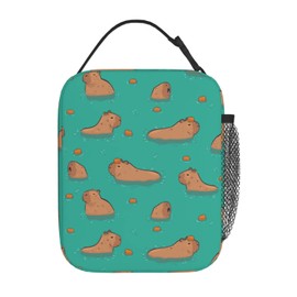 Gianlaima Cute Capybara Play Eat Food Insulated Lunch Box For Women Man, Portable Lunch Bag Reusable Cooler Tote For Office Work Travel Picnic Camping Beach