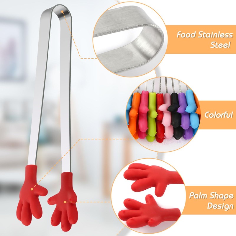 Shindel Small Tongs, 5.1 Inch Mini Tongs for Kids, Cute