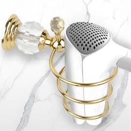 Crystal Hair Dryer Holder Hair Dryer Rack Hair Care Tools Holder Wall Mount Chrome Finished for Bathroom, Bedroom, Barbershop