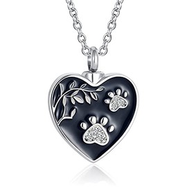 DWJSu Pet Paw Dog Cremation Jewelry Urn Necklace for Ashes Memorial Animal Cat Ash Urn Keepsake Pendant for Women