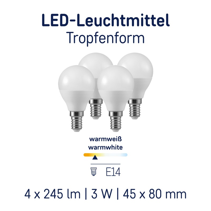 Müller-Licht LED Tropfenform E14, 3W ersetzt 25 W, weiß