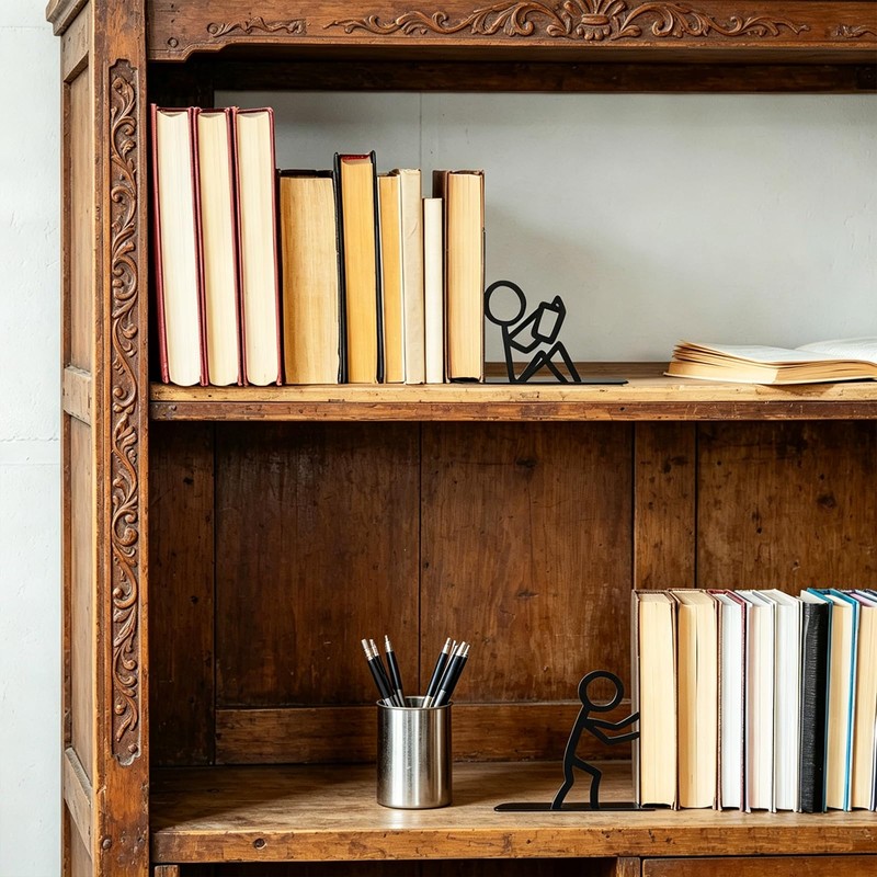 Cool Bookends, Unique Fun Decorative Book Ends, Heavy Duty Metal