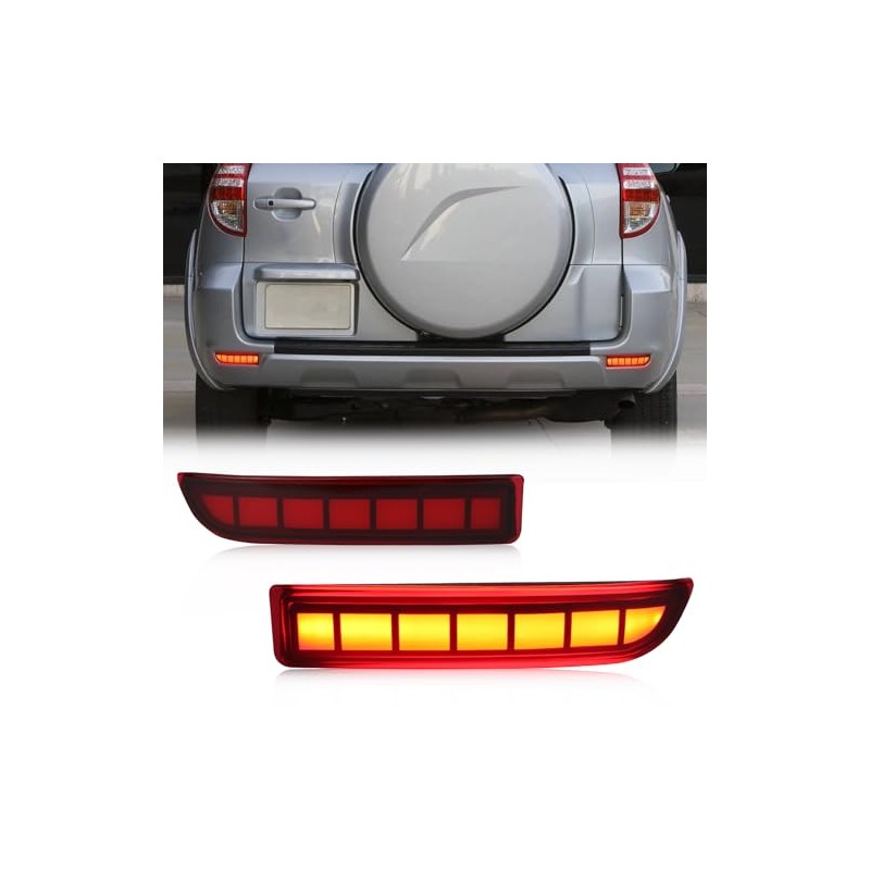 PGTOPONE Full LED Rear Bumper Reflectors Fog Brake Tail Light
