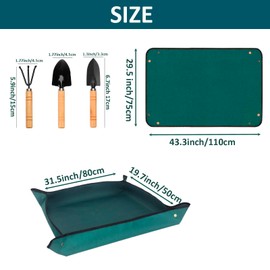 YWZHENYU Extra Large Repotting Mat for Indoor Plant Transplanting and Mess Control 43.3" X 29.5" Thickened Waterproof Potting Tray Foldable Succulent Potting Mat with 3 pcs Mini Garden Tools