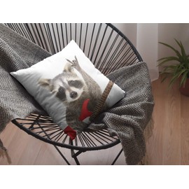 Cute Raccoon Playing Guitar Decorative Throw Pillow Covers 18x18 Inch Pillows Case Square Cushion Cover Cases Pillowcase with Zipper Sofa Home Decor for Couch Bed Patio Car