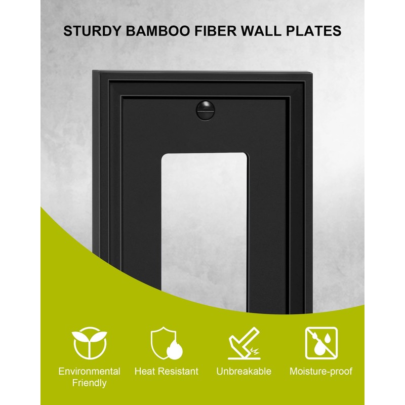 TREEWELL 4-Pack Decorator Outlet Cover Plate, Black Decorative Switch Plates