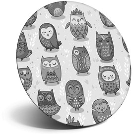 Destination Vinyl ltd Magnet for Refrigerator, Fridge BW - Cute Cartoon Owls Bird Birds Wise for Office, Cabinet and Whiteboard, Magnetic Stickers, 35789