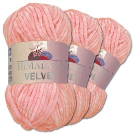 Wohnkult Himalaya 3 x 100 g Velvet Dolphin Wool 40 Colours to Choose From Chenille Knitting Yarn Fluffy Wool Shiny Accessory Clothing Blankets (90019 | Pink)