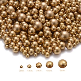 MKLKSDH 1000PCS No Hole Pearls, 3-8MM Gold Round Beads for Crafts No Hole, Faux Makeup Pearls Beads for Nail Face Art, Vase Fillers, Table Scatter, Wedding, Birthday Party Decoration