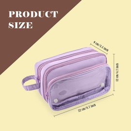 BAYTORY Multi-Compartment Pencil Case, Large Stitch Pencil Cases with Smooth Zipper, Back to School Supplies for Teenage Adult Students (Purple)