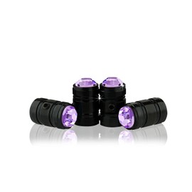 JR2 Bling Anti-Theft Locking System Purple(PU-BE) Crystal Metal Black Tire Rim Valve Stem Cap