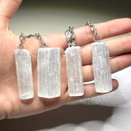 Selenite Crystal Keychain, Selenite Gemstone Keychain - PACK WITH 10 UNITS