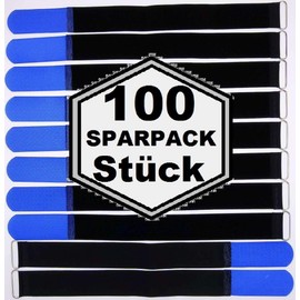 100 x 40 cm x 40 mm Resealable Velcro Cable Ties Blue with Metal Eyelet - Cable Velcro Tape 400 mm Reusable