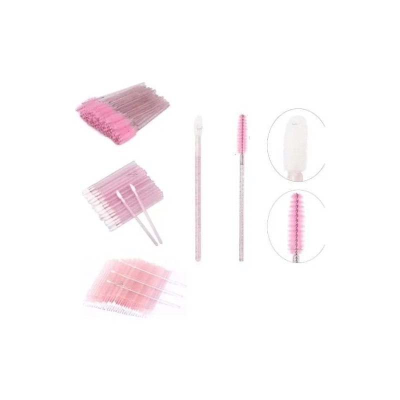 100 Microbrush+50 Lip Brush+50cepillos Para Pestañas Glitter El Color Se