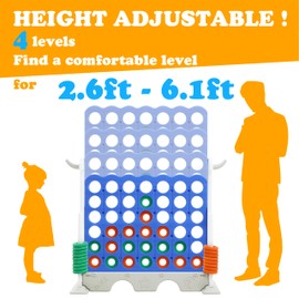 SDADI Height Adjustable 3-in-1 Giant 4 in a Row Connect Game, Jumbo 4-to-Score Game with Golf Game and Ring Toss Set, Indoor Outdoor Yard Game Party Game for Kids Adults and Family, White