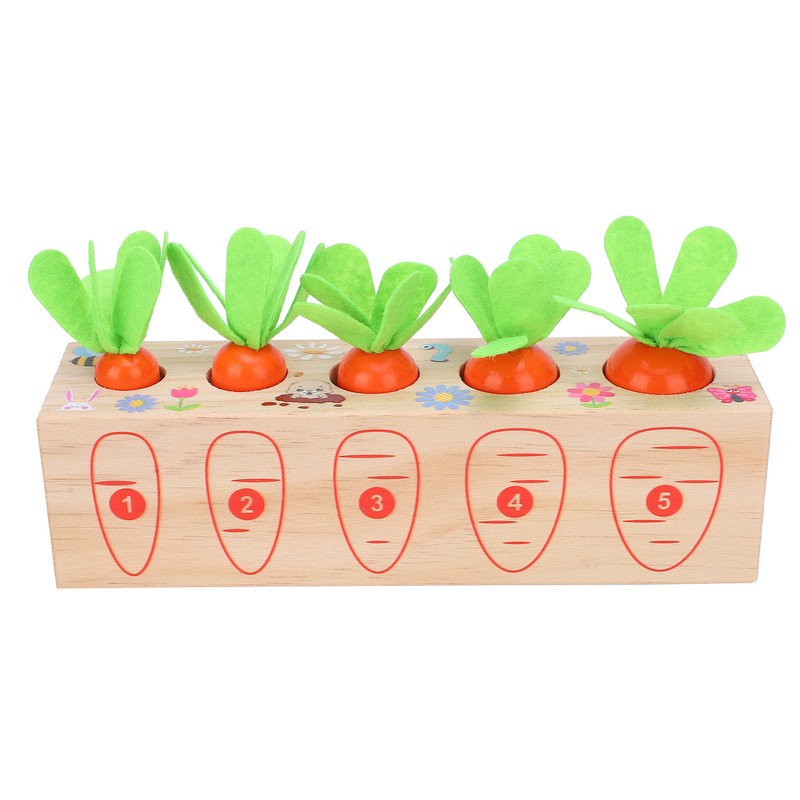 Wooden Pull Carrot Game Number Fine Motor Skill Toy Matching