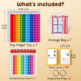 „ÄêJoyCat„ÄëMath Flash Cards & Pop Fidget Chart, Math Manipulatives Game for Addition Subtraction Division Multiplication, Mathematics Educational Toys:_Multiplication Flash Cards and PopIt