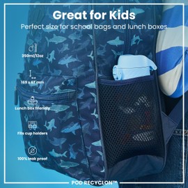 Ion8 Kids Water Bottles, 350ml/12oz, BPA Free, Leakproof, Dishwasher Safe, Easy Open, Secure Lock, Small Boys & Girls Water Bottle,Kids Drinks Bottle for Spill-free Drinking, Blue, Safari