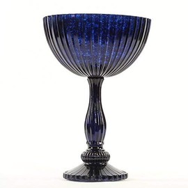 Koyal Wholesale Compote Bowl Centerpiece Mercury Glass Antique Pedestal Vase, Floral Centerpiece, Wedding, Bridal Shower, Home DÃ©cor (7" x 10.5", Navy Blue)