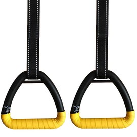 Grapelet A Pair of Adult Rings, Fitness Rings Equipment, Pull-up Rings, Adult Home Fitness Rings no-Punch bar Lanyard for Training Workouts（Yellow）