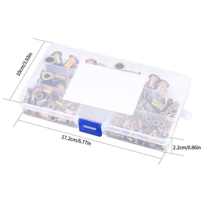 165 Pcs Assorted Rivet Nuts, Metric M3/M4/M5/M6/M8 Flat Head Threaded