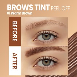 XZMeiLun Warm brown Eyebrow Gel Tattoo Peel Off with Tweezer, Waterproof & Smudge Proof, Long Lasting 3-5 Day Natural Looking Brow Tint, Beginner Friendly with Clip for Easy DIY at Home Brow Makeup