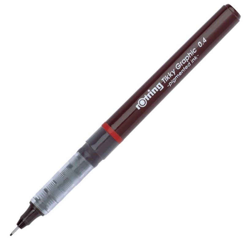 rOtring Tikky Graphic 0.40 mm Black Fibre Tip Pen, Box