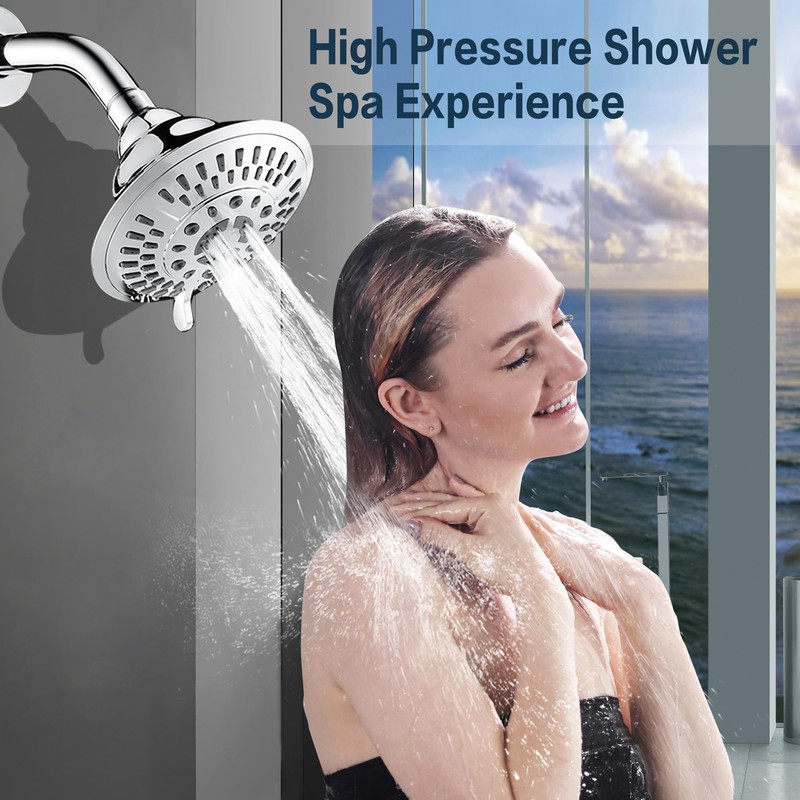BRIGHT SHOWERS High Pressure 9-Function Rain Shower Head, Luxury Bathroom