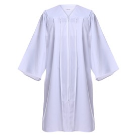 Newrara Graduation Gown Cap Tassel Set (XX-Small 39(4'6"-4'8"), White)