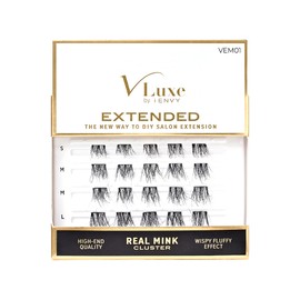 VLuxe Extended Real Mink Lash Clusters Lashes DIY Salon Lash Extension Apply Underneath Natural Lashes for Perfect Lash Extension Effect, False Eyelashes Reusable