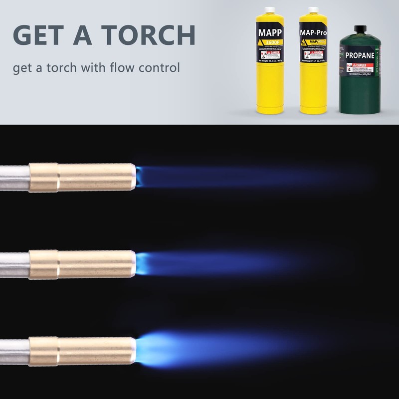 MAPP/MAP/PROPANE Gas Torch,Torch Head,Use Brazing, Copper Pipe Connection, Maximum Flame
