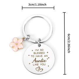 Aunt Keychain Auntie Birthday Gifts from Nephew Niece Easter Mothers Day Gift for Auntie Woman Pink Flower Cute Gifts for Women Best Aunt Ever Key Chain Accessories Unique Christmas Stocking Stuffers