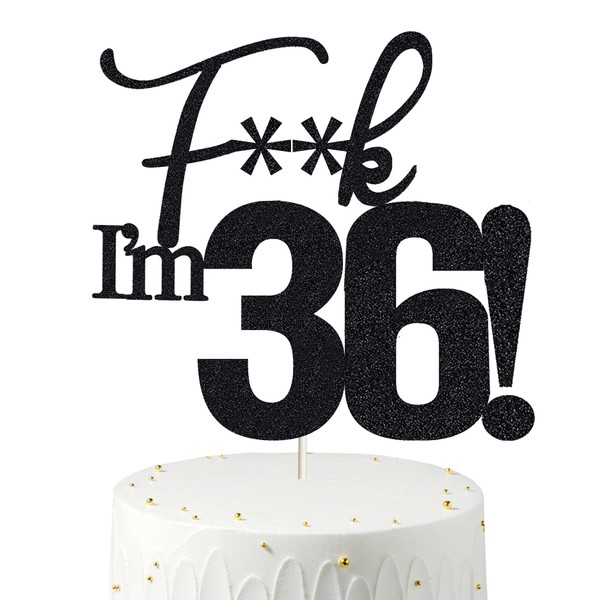 36 decoraciones para tartas, 36 decoraciones para tartas de cumpleaños, purpurina negra, divertida decoración para tartas de 36 años para hombres, 36 decoraciones para tartas para mujeres, decoraciones de 36 cumpleaños, decoración para tartas de 36 cumpl