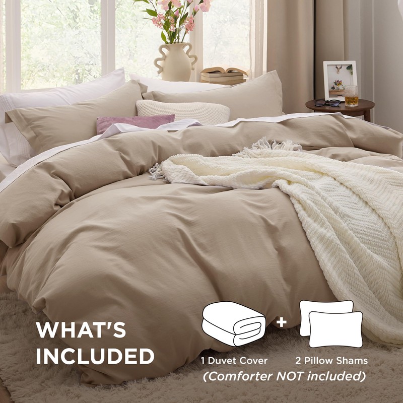 Bedsure Bedsure Deep Beige Duvet Cover Full Size - 3