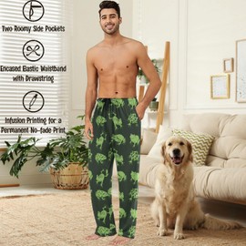 visesunny Mens Pajama Pants Funny Frog Black Pattern 100% Cotton Lightweight Soft Pajama Bottoms Lounge Sleepwear PJs with Pockets S-XXL