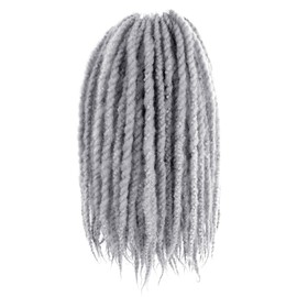 SECPOCPONY Braided Marley Twist Braiding Hair 12 Inch 8 Packs Pre-looped Short Afro Springy Crochet Braids Pre Twisted Senegalese Distressed Spring Synthetic Crochet Hair (Gray)