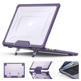 HXCASEAC Case Compatible with MacBook Air 13.6 inch Case 2025 2024 2022 / M4 M3 M2, Anti-Scratching Protective Hard Cover with Foldable Stand A3240 A3113 A2681 - Purple