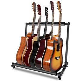 Saeda Guitar Stand, Holds 5 Pieces, Prevents Falls, Stable, Musical Instrument Stand, Foldable, Musical Instrument Protection, Long Lasting, Easy Storage, Bracket, Multiple Guitar Stands, Lacquered