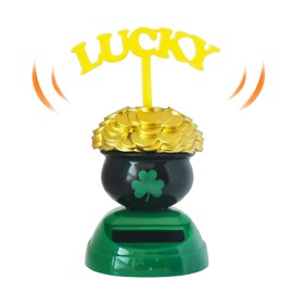 Car Solar Bobble Head Toy, St. Patrick's Day Lucky Shamrock Solar Powered Figurines, Shaking Figures Dashboard Decor, Festival Gifts for Home Window Desk Decorations
