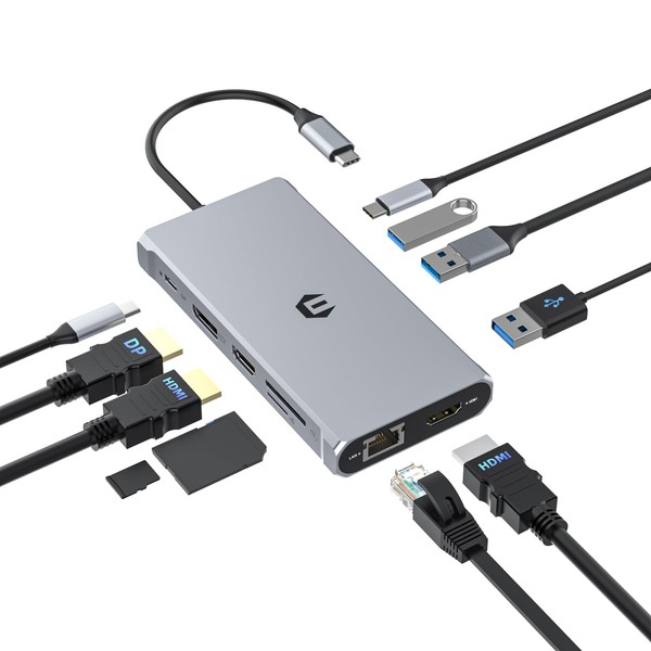 USB C Laptop Docking Station Dual Monitor, 12 in 1