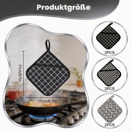 Pack of 6 Pot Holders with Bag, 18 x 18 cm Cotton Pot Holders, Square Cotton Hot Pads, Heat Resistant Set, Washable and Heat Resistant 260 °C, for Kitchen Cooking and Baking Placemats