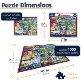 White Mountain I Love Delaware Puzzle 1000 Piece Collage Jigsaw Puzzles for Adults and Families