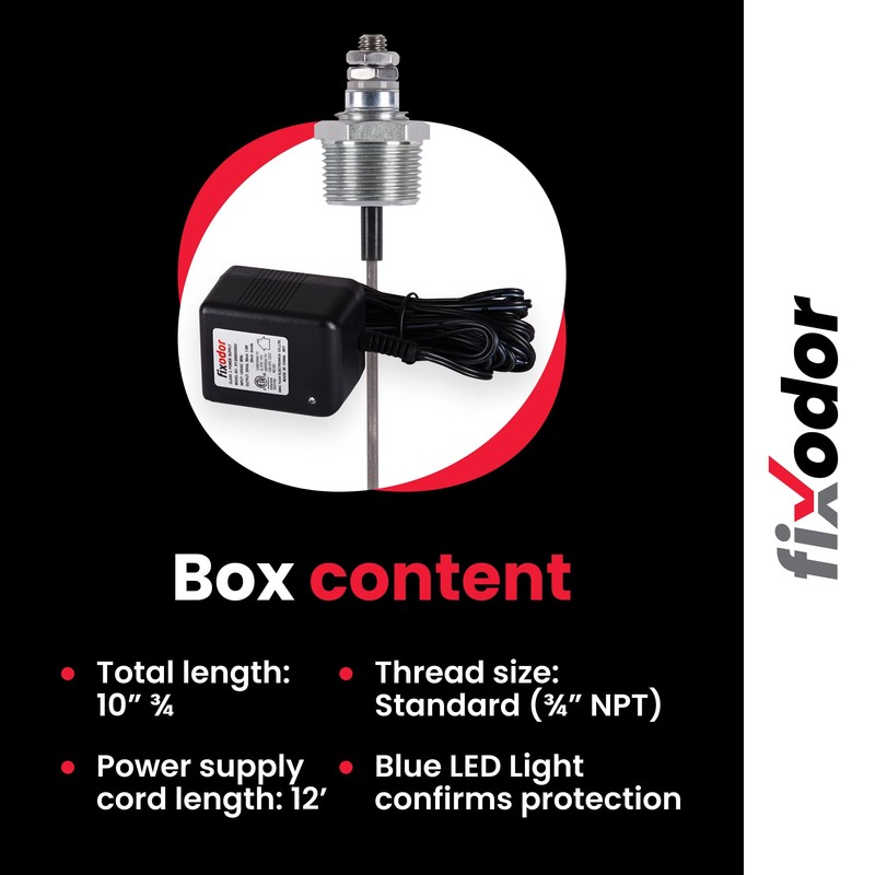 FIXODOR Powered Anode Rod for Water Heater, Stops Rotten Egg