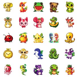 Cute Food Animal Stickers for Laptop(50 Pcs),Gift for Kids Teens Adults Girl,Cute Animal Waterproof Stickers for Water Bottle,Vinyl Stickers for Scrapbook,Journal,Dairy,Skateboard