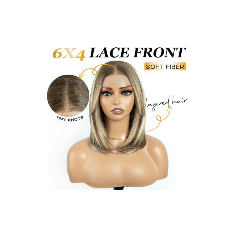 Style Icon 6x4 Synthetic Lace Front Wig Short Straight Bob